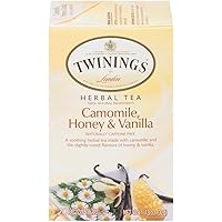 Twinings Pure Camomile & Honey Herbal Tea individually Wrapped Bags, Naturally Caffeine Free 20 Count (Pack of 6)