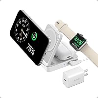 Anker MagGo 3 in 1 iPhone 17 Charging Station, MagSafe-Compatible Wireless Charger Stand, Qi2 Certified 15W Foldable Charger 