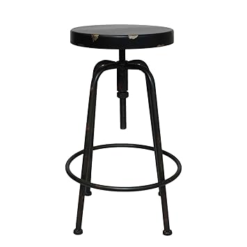 Urban Designs Vintage Round Adjustable Height Metal Bar Stool