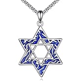 HBLICY Star of David Necklace Sterling Silver Jewish Star Pendant Necklace Jewish Jewelry Gifts for Women Men