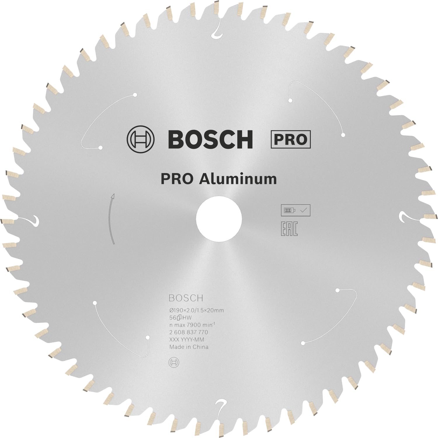 Bosch 1x PRO Aluminium Circular Saw Blade for Cordless Mitre Saws (for Aluminium, Non-ferrous metals, Ø mm, Professional Accessory Mitre Circular Saw)