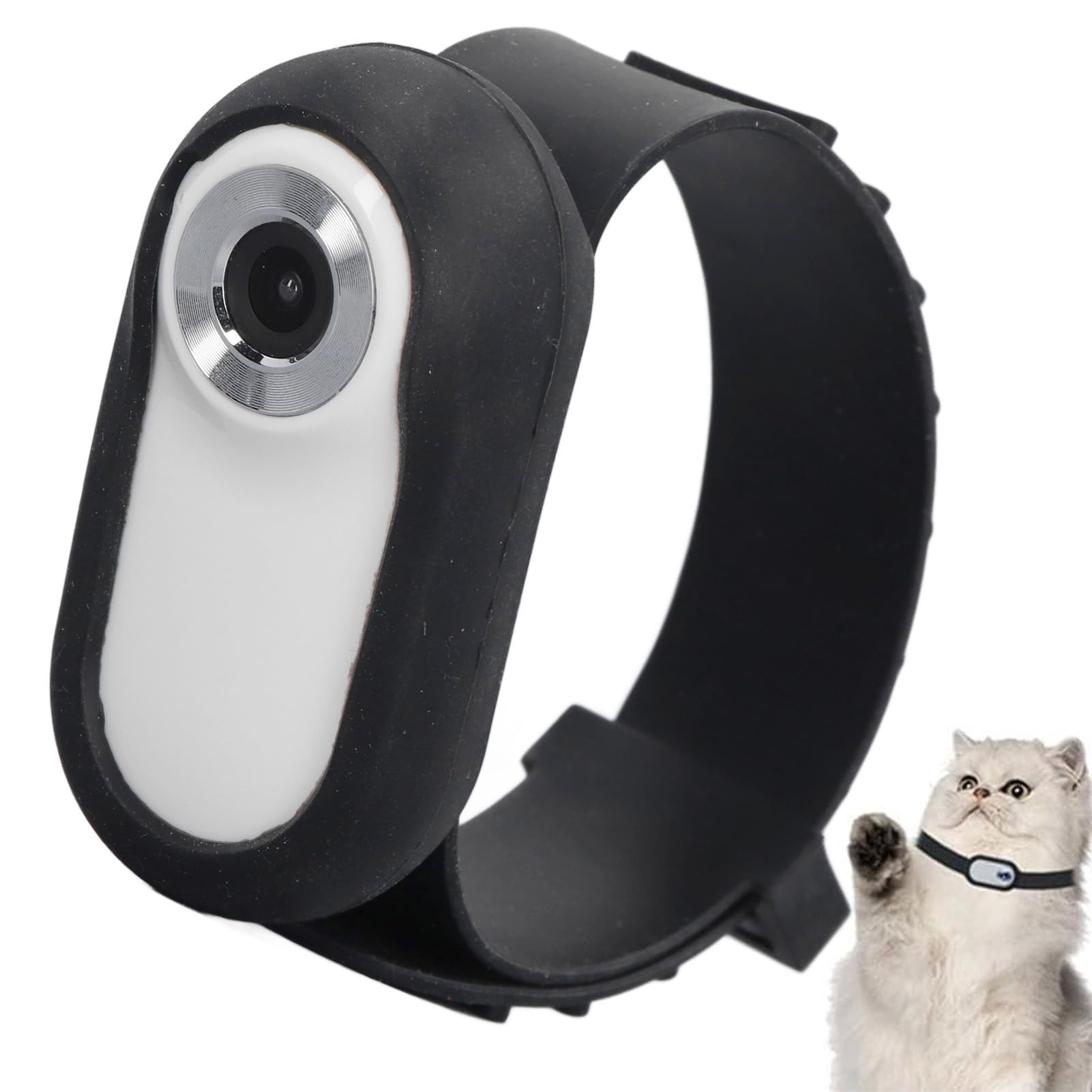 Annadue Pet Camera Collar, Full HD Cat Dog Collar Camera with Video Recording & 90° Wide Angle Lens, No WiFi Needed Pet Action Camera for Dogs Cats Gift Indoor/Outdoor (White)