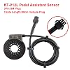 Micro Traders Electric Bicycle Pedal KT-V12L 12 Magnets Dual Hall Assist Sensor PAS Pedal System 3pin SM Plug Cadence Speed E-Bike Sensor Accessories Black ABS