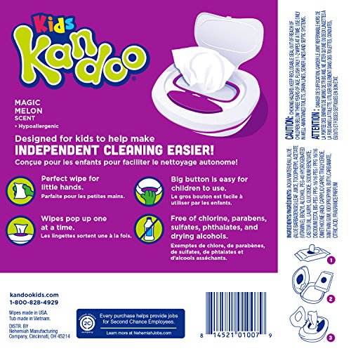 Kandoo Flushable Cleansing Wipes, Tub, Magic Melon Scent, 50 Count