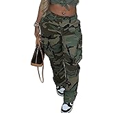 Women's Plus Size Cargo Camo Pants High Waist Slim Fit Camouflage Jogger Pants Sweatpants with Pockets