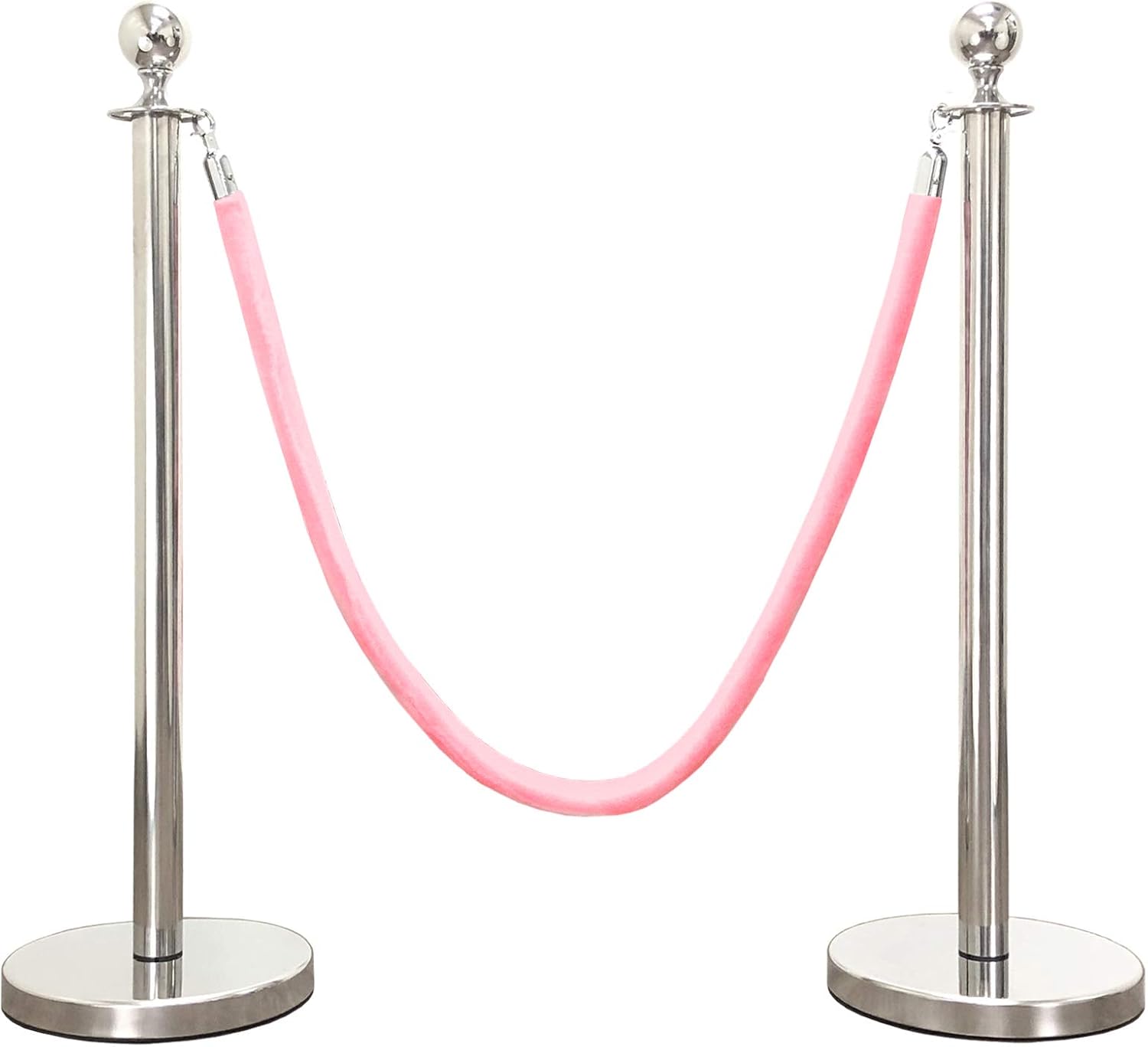 Amazon Com Mirror Crown Top Decorative Rope Safety Queue Stanchion Barrier In 3 Pcs Set Vip Crowd Control 72 Pink Velvet Office Products