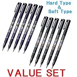 Tombow Fudenosuke Brush Pen - Hard Type & Soft Type Eaah 5 Pens Total 10 Pens Arts