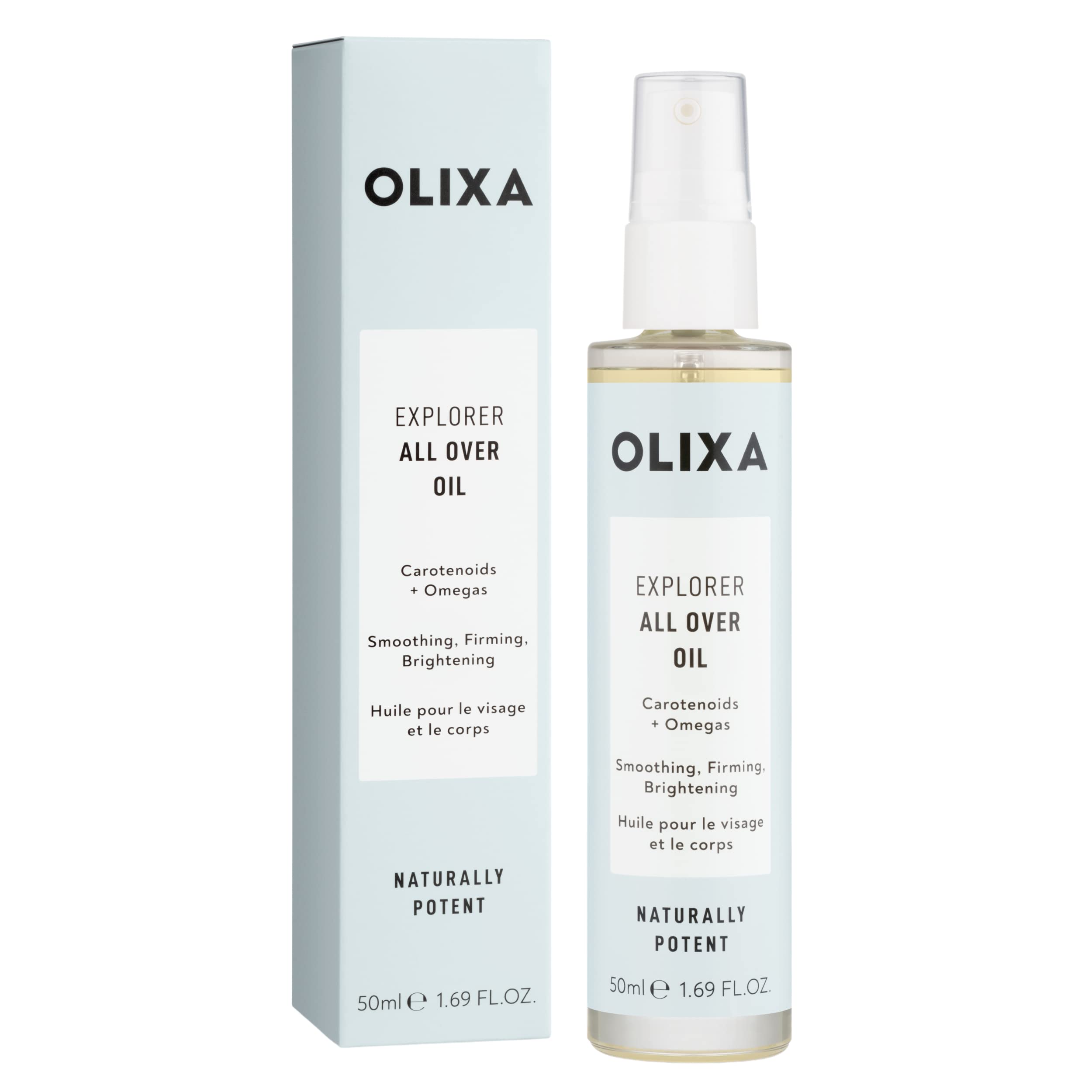 Olixa Beauty - Explorer All Over Oil - Lightweight Oil for Face and Body - Brightening, Firming, Blue Light Protection - Face Massage Oil - 50ml