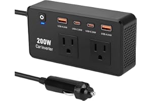 MAEZOE 200W Car Power Inverter, DC 12V to 110V AC Car Charger Adapter with 20W USB-C & 18W USB-A & Dual AC Outlet, Car Pluɡ A