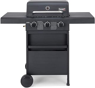 TAINO COMPACT Gasgrill Grillwagen Griller BBQ Edelstahl-Brenner Gas-Grill schwarz Balkon City (3+0, Schwarz)