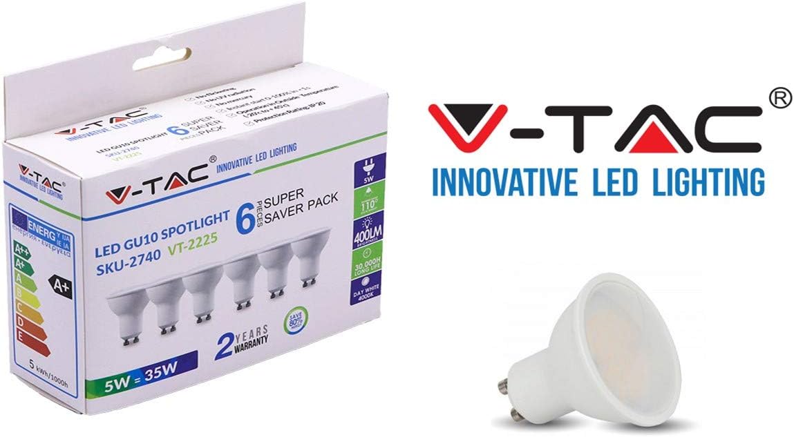 VTAC 5W (35W Halogen Bulb Replacement) Energy Saving GU10 Spotlight Milky Cover with Samsung