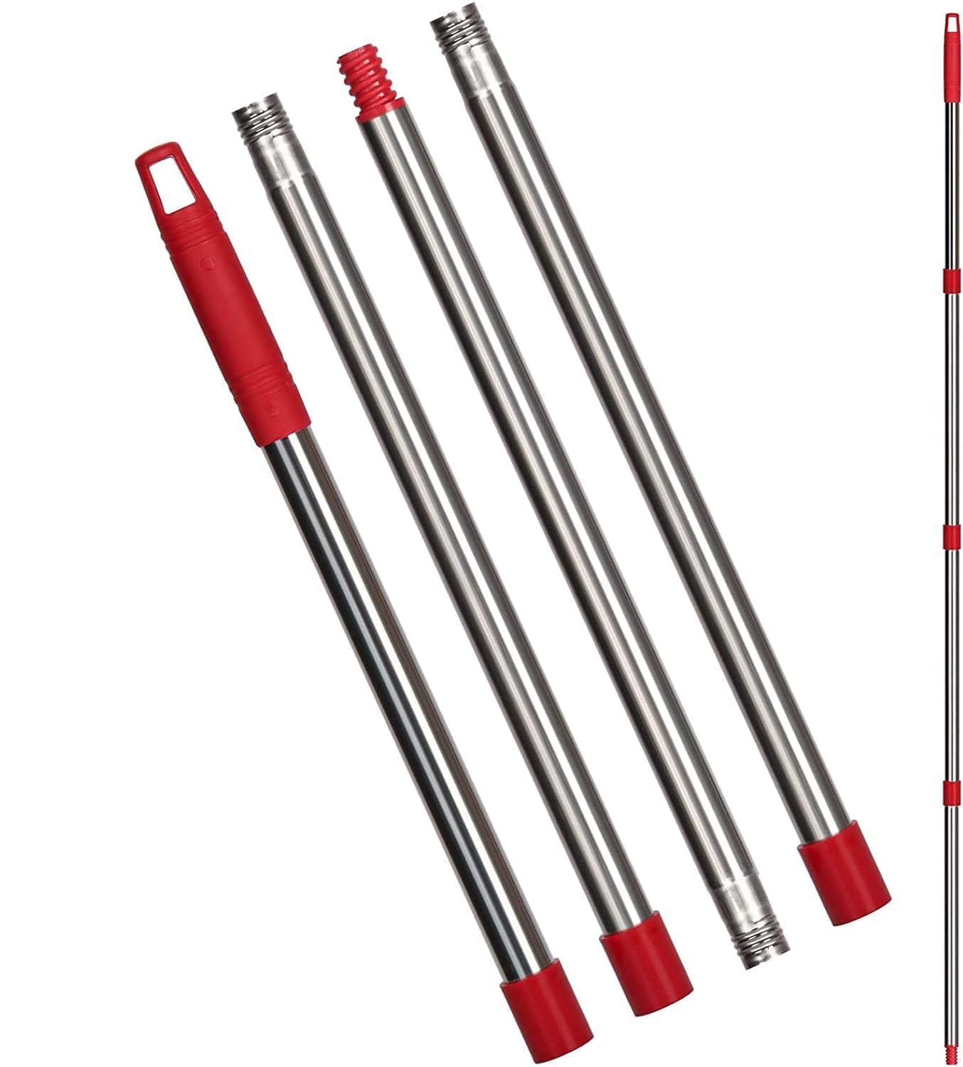 Photo 1 of Qulable Spin Mop Replacement Handle - 4-Section 30" to 58" Mop Handle Replacement Stick Compatible with O-Ceda Spin Mop, EasyWring Mop Handle for Floor Cleaning(Mop Head&Base not Include) (Red)