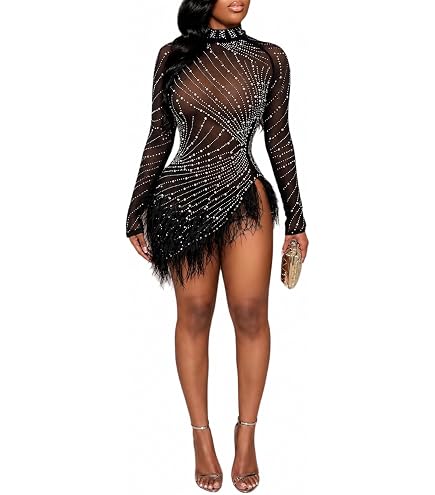 Ranfare Women's Sexy Sequin Dress（840-Black-S） at Amazon Women's Clothing store