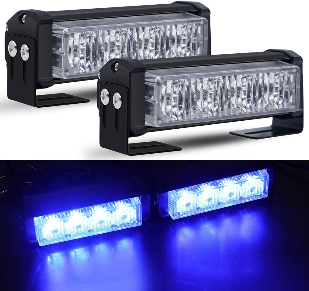 Mesllin 5" 20W/set Emergency Car Strobe Warning Light Bar 12V Police Lamp (Blue)