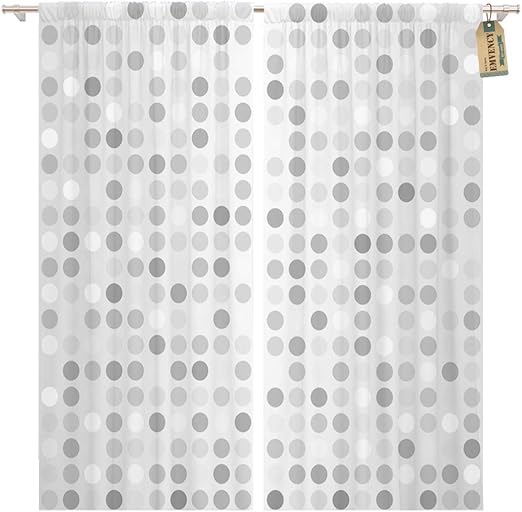 Amazon Com Golee Window Curtain Gray Circular Polka Dot Pattern