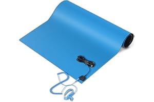 Relaxweex Anti-Static Mat Kits Includes Heat Resistant ESD Mats Anti Static Wrist Straps Grounding Cords Rubber Soldering Table ESD Pad for Computer PC Building Electronics Repair (1 Pack,24 x 35 in)