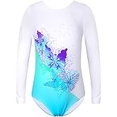 Nutyomi Long Sleeve Gymnastics Leotards for Girls Sparkly Rainbow Colorful Dancewear Gymnastics Outfits for Girls 2-10 Years