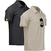 V VALANCH Polo Shirts for Men 2 Pack Tactical Performance Polo Short Sleeve Collared Work Shirt