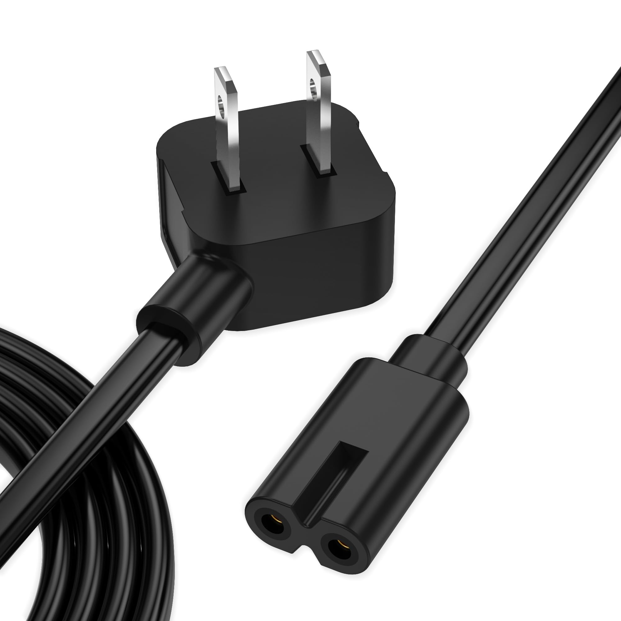 Photo 1 of AGVEE 6.6ft TV Power Cord for Samsung, 90 Degree ETL Listed 18AWG 2-Prong AC Power Cable IEC C7 C8 Replacement for Samsung TV, Black