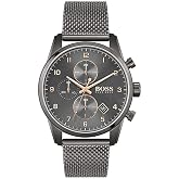 BOSS Men&rsquo;s Quartz Watch &ndash; Grey Dial with Stainless Steel Strap &ndash; Sleek and Modern Everyday Timepiece