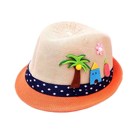SANFASHION Sommer Baby Cartoon Kinder Atmungsaktive Hut Strohhut Kinder Hut Junge Mädchen Sonnenschutz Sonnenhut