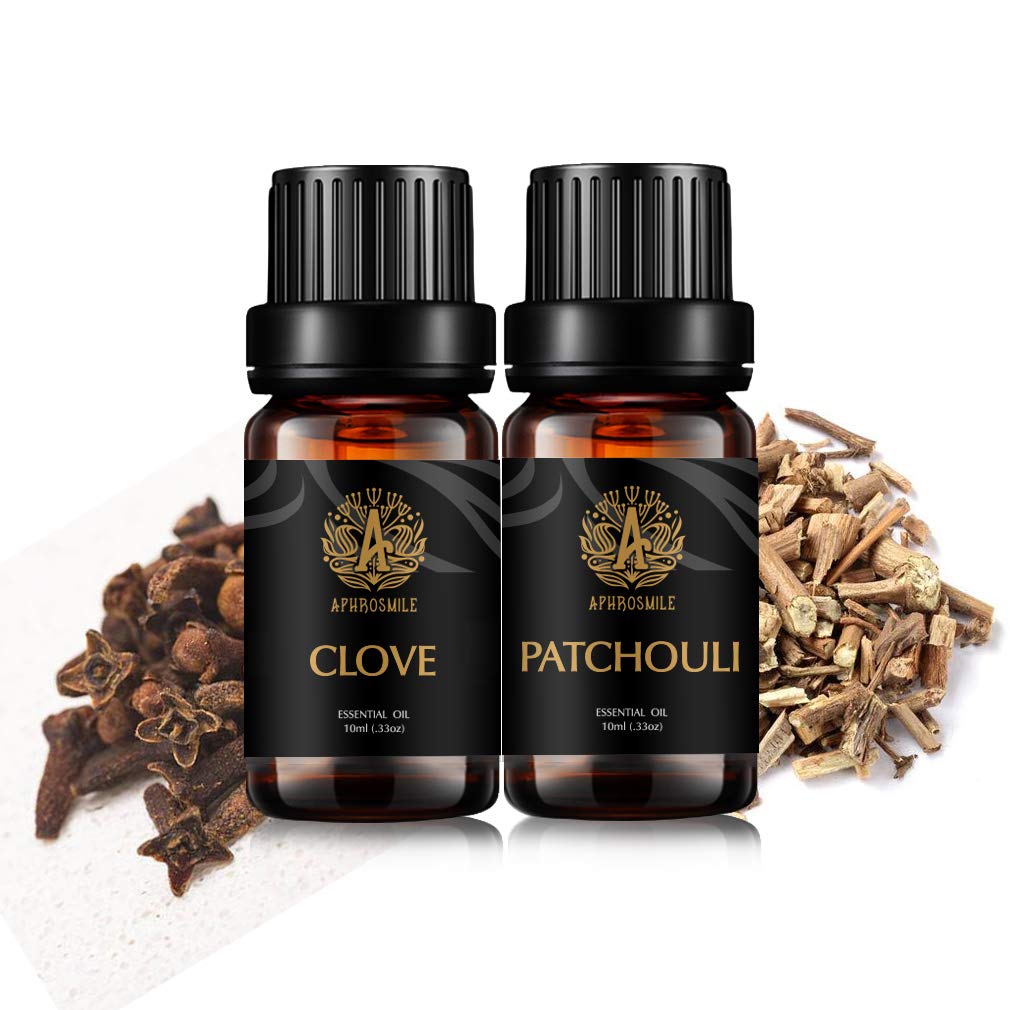 Aromatherapy Essential Oil Set - Patchouli and Clove for Diffuser and Humidifier, 2x10ml 100% Pure Oils, Home Kit