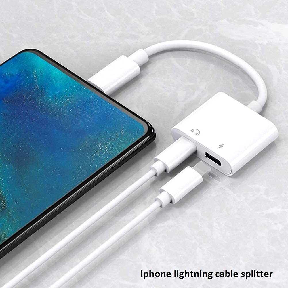 [Apple MFi Certified] 2PACK iPhone Lightning to 2 Lightning Adapter, Dual Lightning AUX + Charger Adapter Dongle Cable Splitter Compatible for iPhone 12/11/SE/X/XR/XS/8/7/6 Support Call + Charging