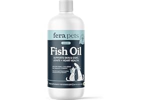 Fera Pets Fish Oil - Omega 3 for Dogs & Cats to Support Joints, Heart, Skin and Coat Health - Non GMO with Vitamin E - 16 oz