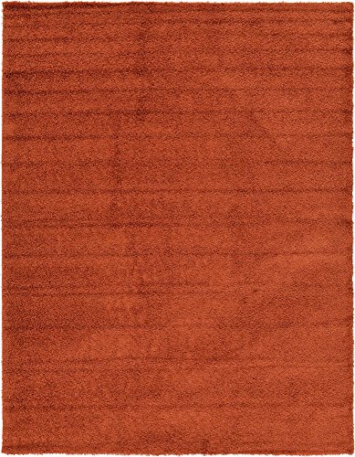Unique Loom Solid Shag Collection Area Rug (10' x 13' 1" Rectangle, Terracotta)