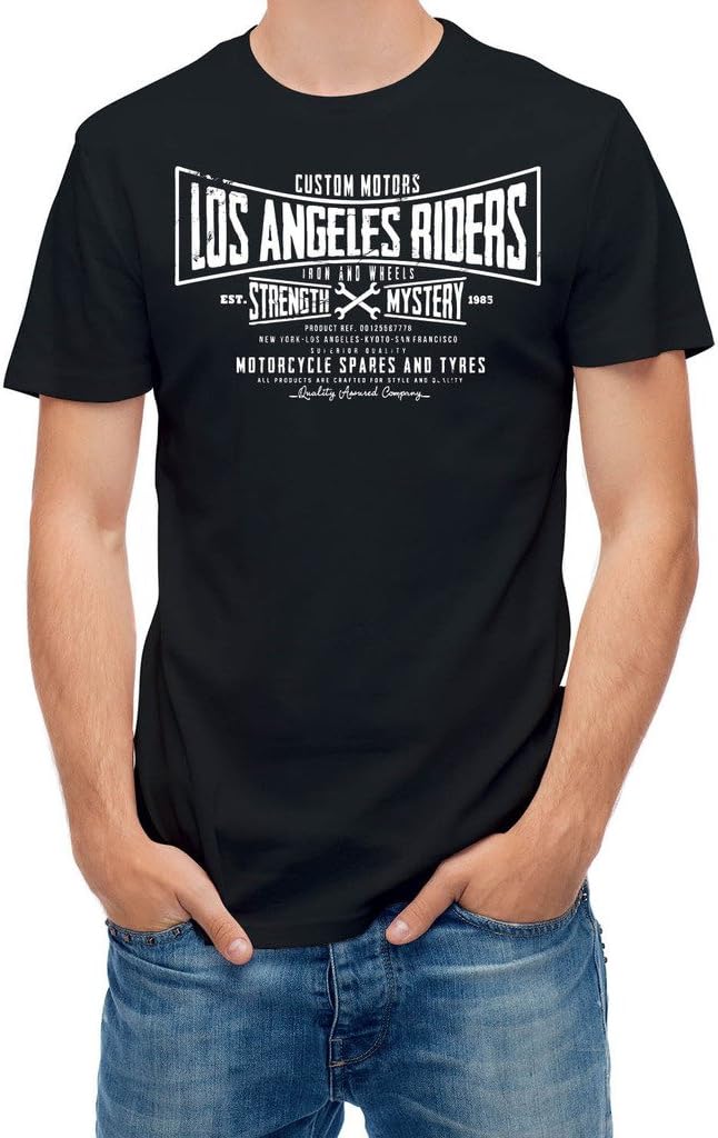Tshirt LA riders motorcycle tyres spares repair Black L