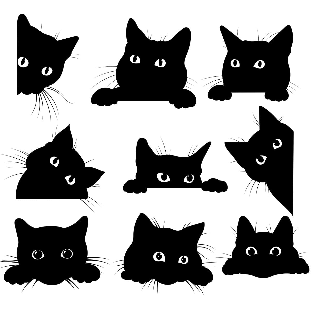 Black Cat Outdoor Fabric by The Yard, Cute Kitten Pet Animal Fabric for Home DIY Projects, 2 Yards, (L184*W150cm) Black & White