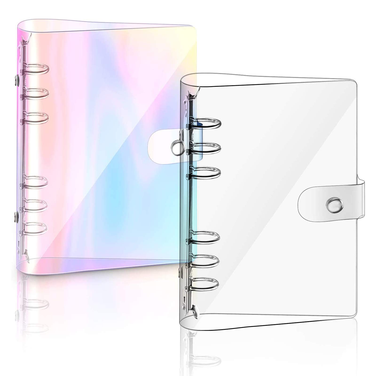 Photo 1 of 2 PCS A6 Rainbow Soft PVC Notebook Binder, Refillable Paper Cover, Clear Personal Planner With Loose Leaf (Rainbow)
