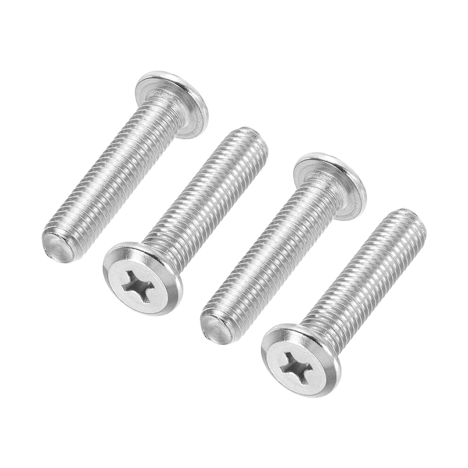 PATIKIL Flat Round Head Phillips Screws, 4 Pack M10-1.5 x 45mm Binding Screws 304 Stainless Steel 18-8 Full Thread, Phillips Drive Machine Screw Furniture Screw Connector Bolts