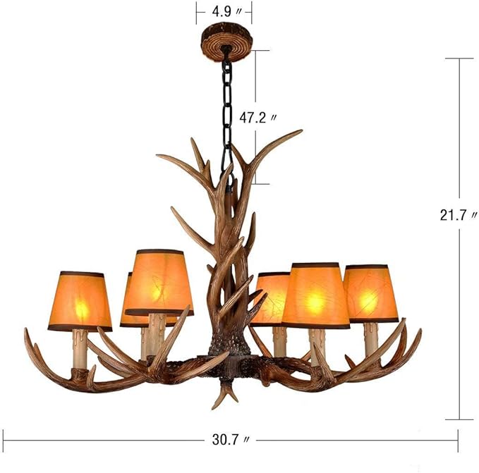 CCLLA Geweih Vintage Style Resin 6 Leichte Kronleuchter