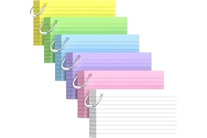 AIDUNMIS Colored Index Cards 3x5, 300 Count Lined Index Cards with Ring, 6 Colors Note Cards 3x5, 50 Sheets Each Pack, Heavy Bright Flash Cards with Rings, Colored Notecards 3x5 Lined for Office, Home, School