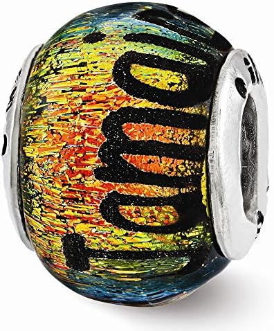 Sterling Silver Reflections Jamaica Orange Dichroic Glass Bead