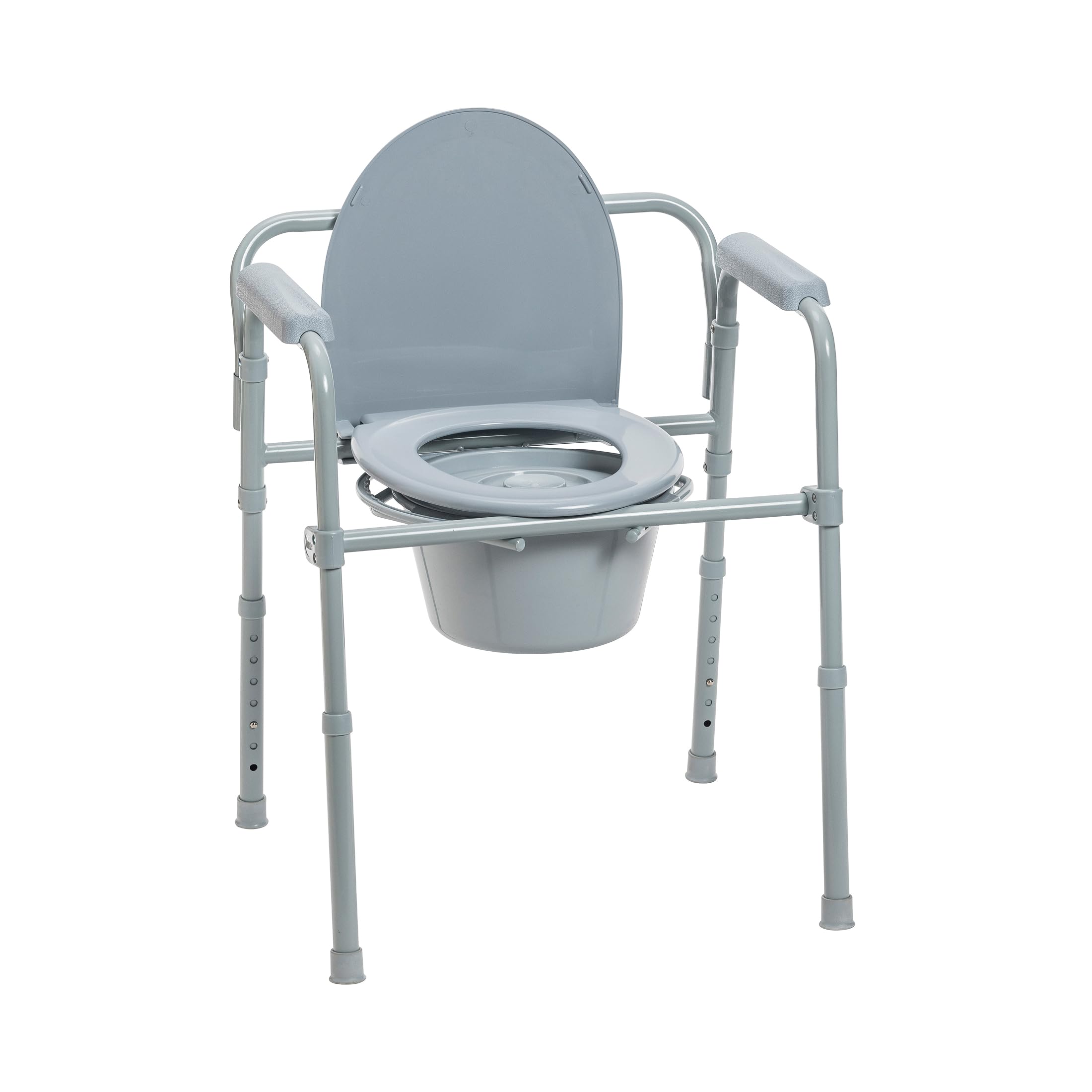 Photo 1 of Drive Medical Folding Steel Bedside Commode Chair - Portable 3-in-1 Toilet Solution - Adjustable Height - 7.5 Qt Bucket Included - Durable Powder-Coated Steel Frame - Supports Up To 350 Lb