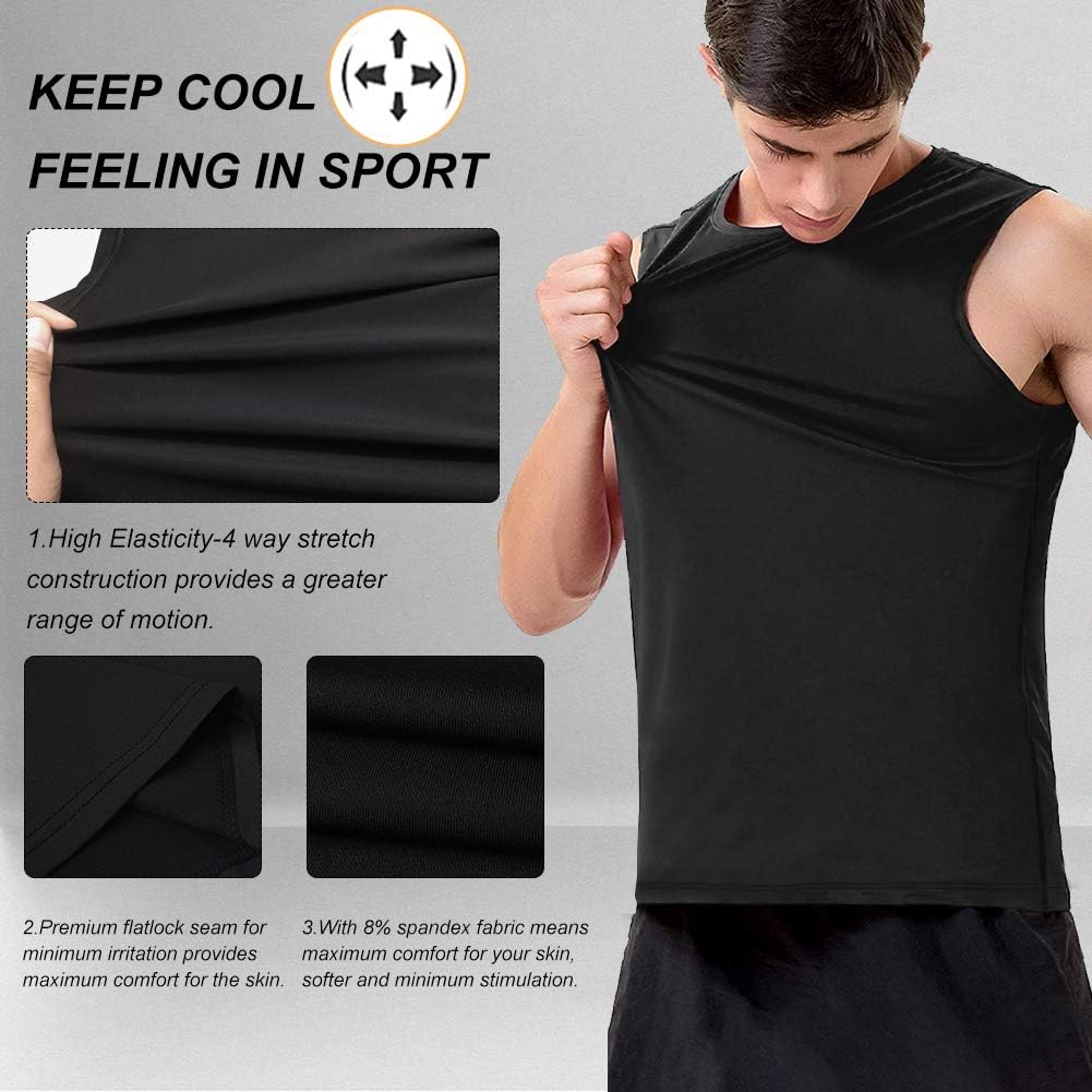 MeetHoo Tank Tops for Men, Workout Sleeveless T Shirts Gym Tank Tee Muscle Bodybuilding Fitness Undershirt: Clothing