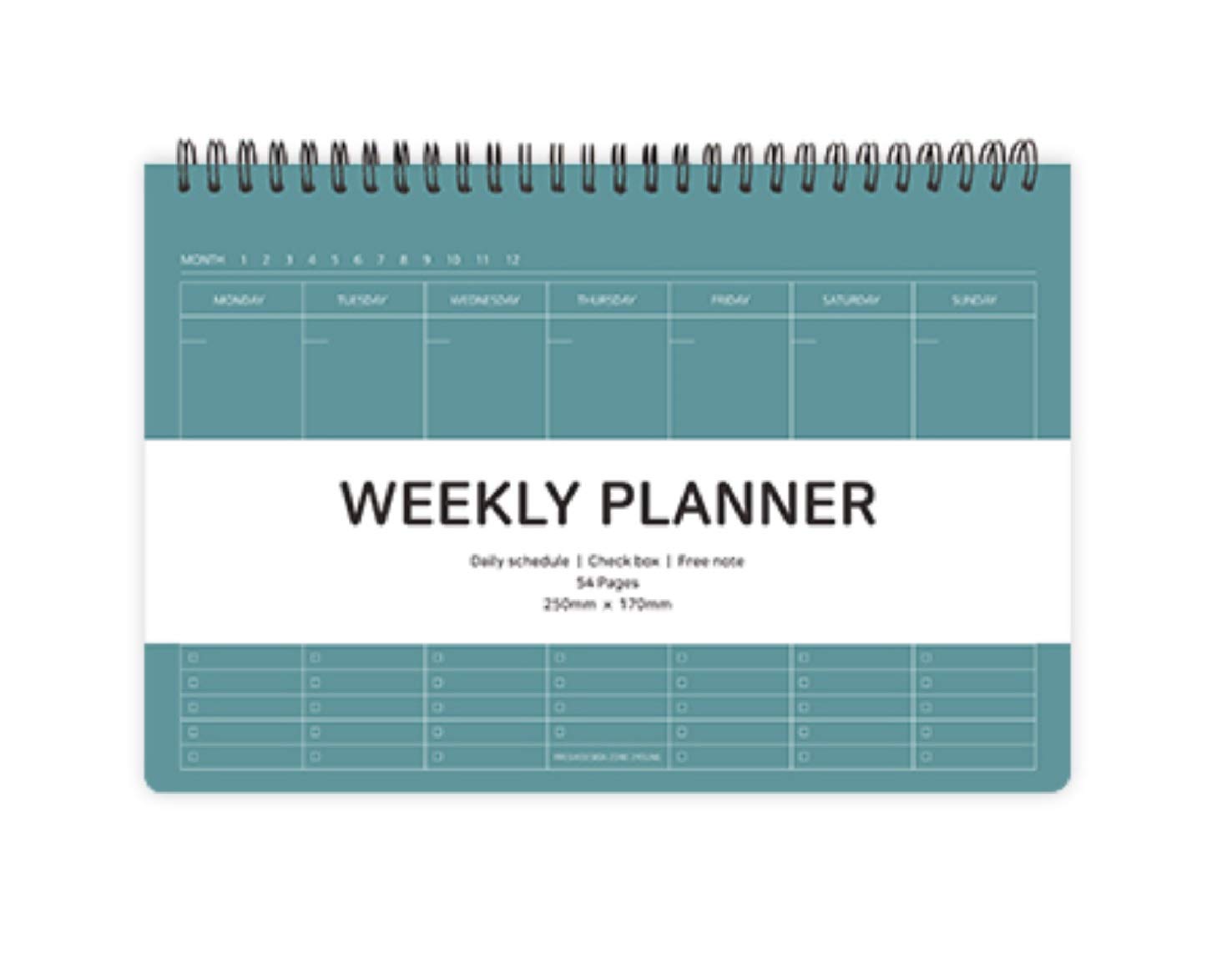 Elite Check Weekly Planner - Wirebound Undated Weekly & Daily Scheduler, Check Box, Free Note / 250 x 170 mm (Peacock Green)