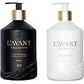 L'AVANT Collective Dish & Hand Soap Duo Fresh Linen | High Performing Formula Luxurious Ingredients for Soft & Smooth Hands & Dishes | 2 Reusable Glass Bottles Kitchen Accessories Home Decor Gifts