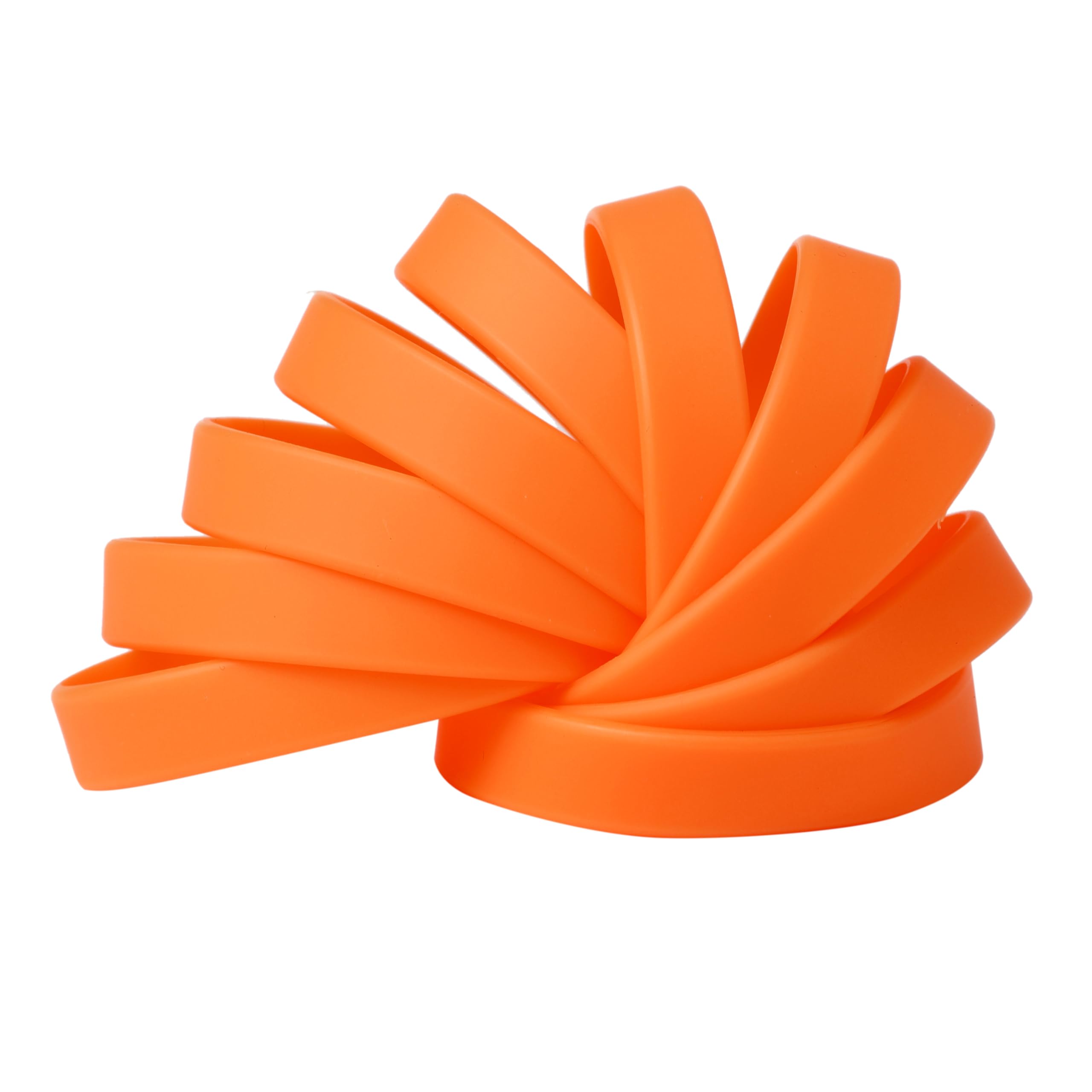 Komonee Plain Orange Coloured Silicone Sports Arm Exercise Wristband Bracelets Rubber Wrist Bands Party Accessories For Men Women Boys Girls (Pack of 100)
