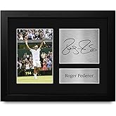 HWC Trading Roger Federer Framed Gift Signed Printed Autograph Tennis Print Photo Picture Display - US Letter Size