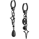 Sacina Teardrop Spike Star Hoop Earrings, Gothic Grunge Emo Punk Y2k Earrings, Goth Jewelry, Christmas Jewelry Gift for Women
