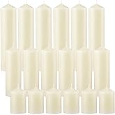 MTLEE 18 Pcs Set of 3 Pillar Candles Bulk 2 in x 3, 6, 8 Long Burning Clean Unscented Smokeless Pillar Candles for Wedding Emergency Lanterns Ceremony Party (Ivory White)