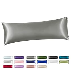 Satin Body Pillow Cover, Dark Grey Silky Cooling