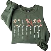 NAZENTI - Custom Grandma Mom Gardens Birth Month Flower Sweatshirt For Women, Mama Gifts For Birthday Mothers Day Christmas