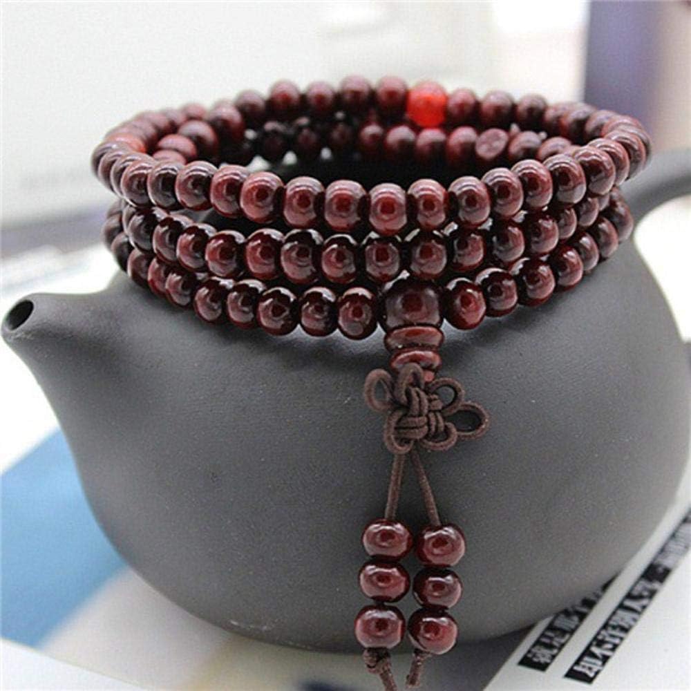 6/8mm Natural Sandalwood Buddhist Buddha Meditation Beads Bracelet For Women Men Prayer Bead Rosary Hanging Decoration,06