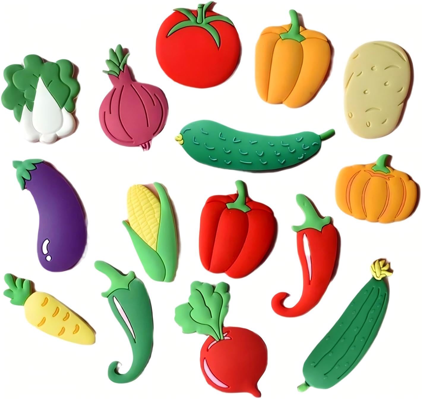 15PCS Fridge Magnets for Kids, Vegetable Fridge Magnets for Toddlers, Educational Learning Fruit And Veg Magnets, PVC Toddler Soft Fridge Magnet for Whiteboard & Magnetic Board
