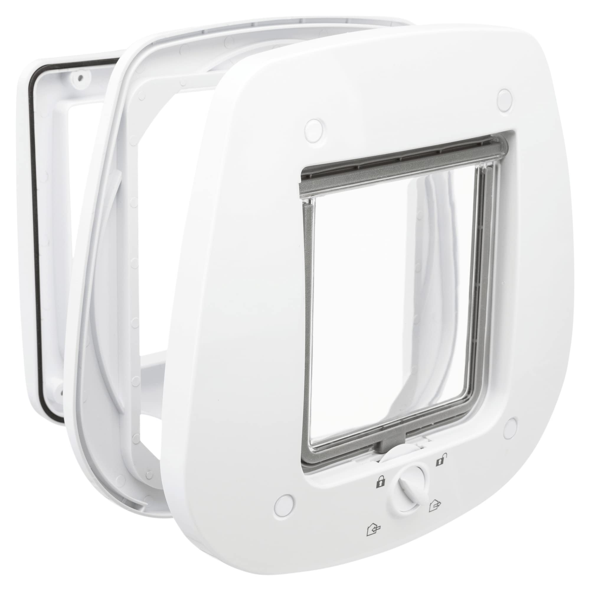 Trixie 4-Way Cat Flap for Glass Doors, White, 680 g