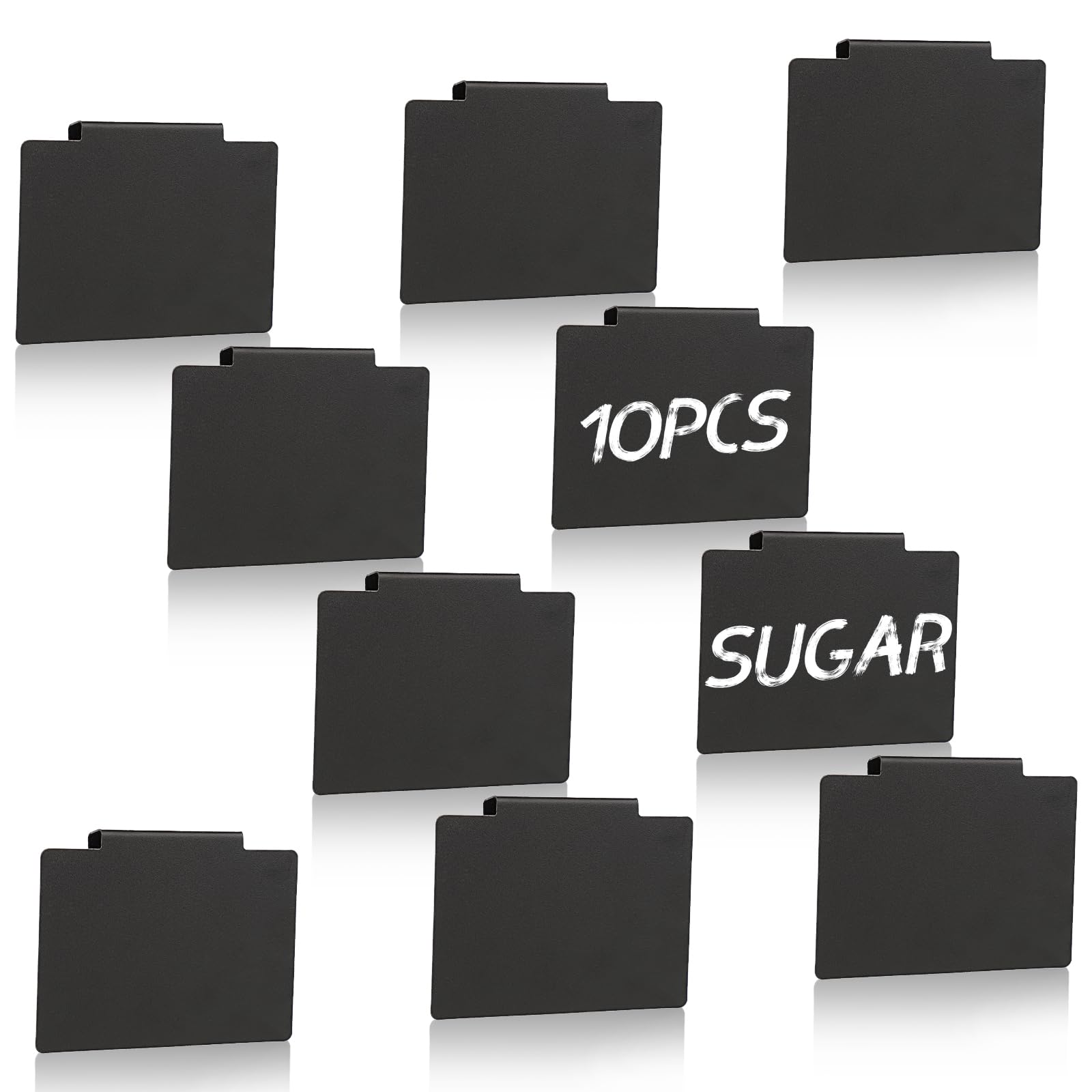 10 Pcs Labels for Baskets, Blacck Premium Bin Basket Labels Plastic Basket Labels Clip On, Removable Clip On Labels Writable Erasable for Storage Bins Fabric Organization Box